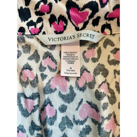 VICTORIA SECRET PJ TOP PINK HEARTS CHEETAH SZ M L SOFT AESTHETIC ANIMAL PRINT - Picture 7 of 15